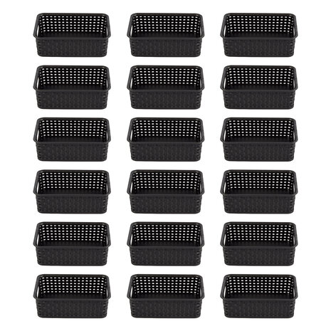 Discountershop Durable Black Storage Baskets with Handles - 20cm x 15cm x 6cm - 900g - 18 pieces Discountershop Durable Black Storage Baskets with Handles - 20cm x 15cm x 6cm - 900g - 18 pieces