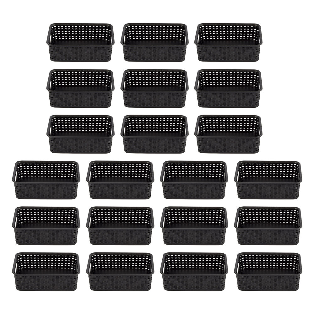Discountershop Fashionable Black Baskets with Handles - Smart Storage Choice (20cm x 15cm x 6cm) - 21 Pieces Set Discountershop Fashionable Black Baskets with Handles - Smart Storage Choice (20cm x 15cm x 6cm) - 21 Pieces Set