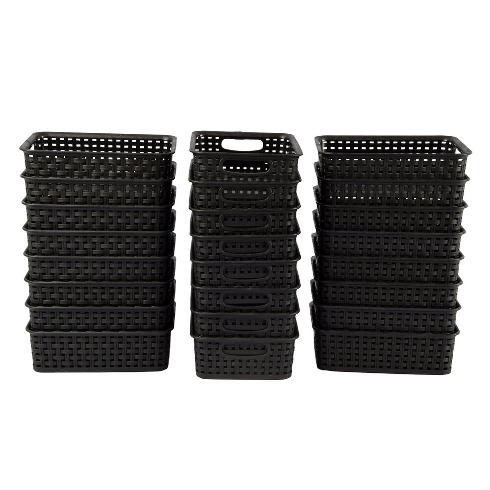 Discountershop 24x Trendy Black Storage Tray with Handles | Practical Basket for Toys & Craft Supplies - 20cm x 15cm x 6cm Discountershop 24x Trendy Black Storage Tray with Handles | Practical Basket for Toys & Craft Supplies - 20cm x 15cm x 6cm