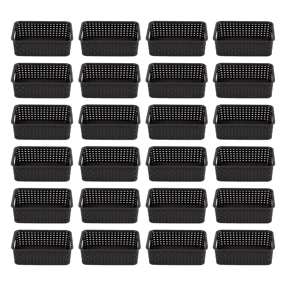 Discountershop 24x Trendy Black Storage Tray with Handles | Practical Basket for Toys & Craft Supplies - 20cm x 15cm x 6cm Discountershop 24x Trendy Black Storage Tray with Handles | Practical Basket for Toys & Craft Supplies - 20cm x 15cm x 6cm