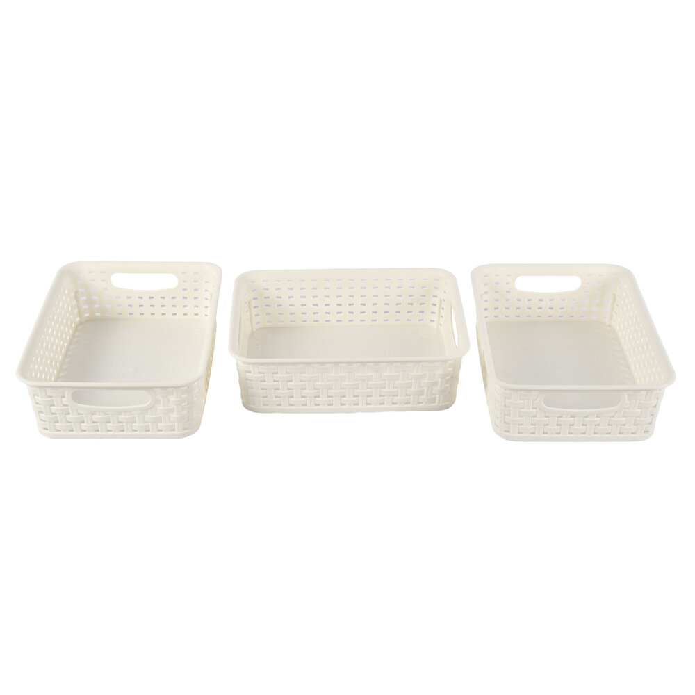 Discountershop 3 White Storage Baskets (20cm x 15cm x 6cm): Ideal for Cupboards, Shelves and Desks Discountershop 3 White Storage Baskets (20cm x 15cm x 6cm): Ideal for Cupboards, Shelves and Desks