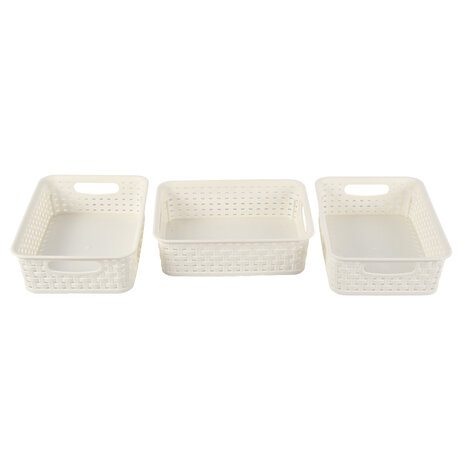 Discountershop 3 White Storage Baskets (20cm x 15cm x 6cm): Ideal for Cupboards, Shelves and Desks Discountershop 3 White Storage Baskets (20cm x 15cm x 6cm): Ideal for Cupboards, Shelves and Desks