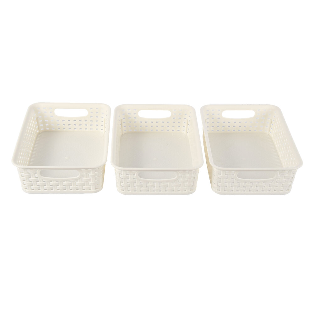 Discountershop 3 White Storage Baskets (20cm x 15cm x 6cm): Ideal for Cupboards, Shelves and Desks Discountershop 3 White Storage Baskets (20cm x 15cm x 6cm): Ideal for Cupboards, Shelves and Desks
