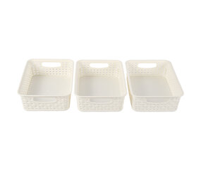 Discountershop 3 White Storage Baskets (20cm x 15cm x 6cm): Ideal for Cupboards, Shelves and Desks Discountershop 3 White Storage Baskets (20cm x 15cm x 6cm): Ideal for Cupboards, Shelves and Desks