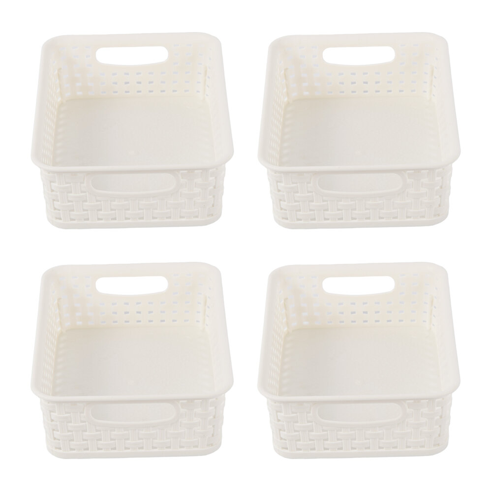 Discountershop 4x Luxe Witte Opbergmanden | Compacte Plastic Mandjes voor Speelgoed & Knutselspullen - 20cm x 15cm x 6cm Discountershop 4x Luxe Witte Opbergmanden | Compacte Plastic Mandjes voor Speelgoed & Knutselspullen - 20cm x 15cm x 6cm
