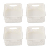 Discountershop 4x Luxury White Storage Baskets | Compact Plastic Baskets for Toys & Craft Supplies - 20cm x 15cm x 6cm Discountershop 4x Luxury White Storage Baskets | Compact Plastic Baskets for Toys & Craft Supplies - 20cm x 15cm x 6cm