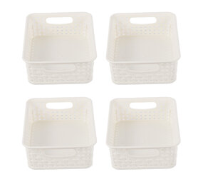 Discountershop 4x Luxe Witte Opbergmanden | Compacte Plastic Mandjes voor Speelgoed & Knutselspullen - 20cm x 15cm x 6cm Discountershop 4x Luxe Witte Opbergmanden | Compacte Plastic Mandjes voor Speelgoed & Knutselspullen - 20cm x 15cm x 6cm