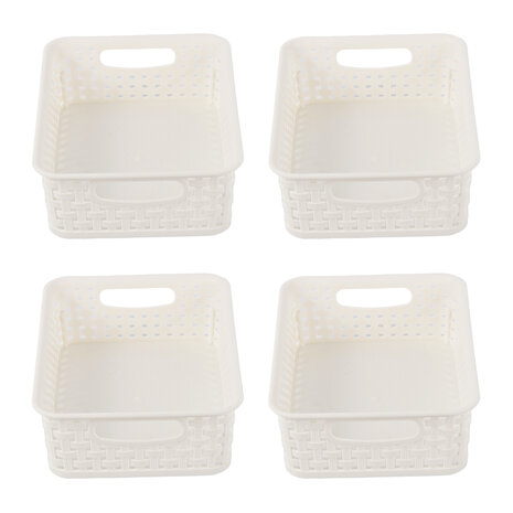 Discountershop 4x Luxe Witte Opbergmanden | Compacte Plastic Mandjes voor Speelgoed & Knutselspullen - 20cm x 15cm x 6cm Discountershop 4x Luxe Witte Opbergmanden | Compacte Plastic Mandjes voor Speelgoed & Knutselspullen - 20cm x 15cm x 6cm