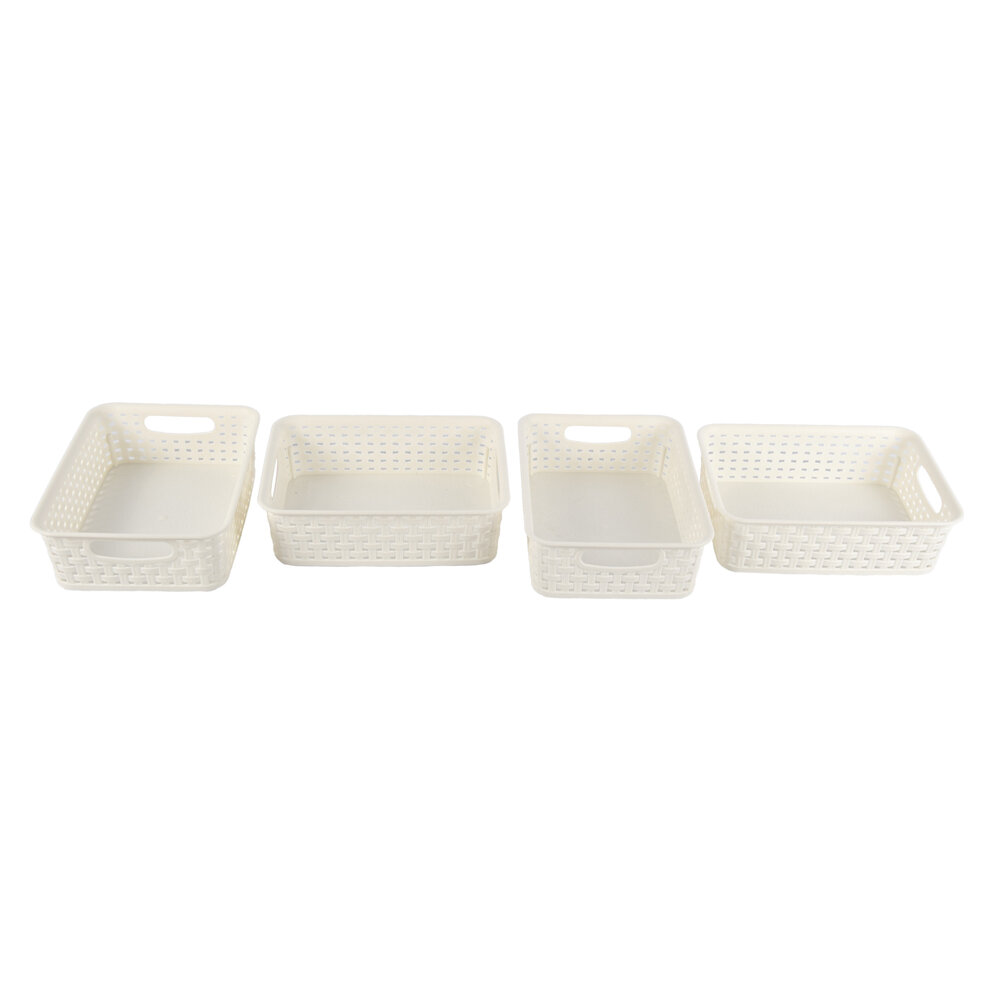 Discountershop 4x Luxe Witte Opbergmanden | Compacte Plastic Mandjes voor Speelgoed & Knutselspullen - 20cm x 15cm x 6cm Discountershop 4x Luxe Witte Opbergmanden | Compacte Plastic Mandjes voor Speelgoed & Knutselspullen - 20cm x 15cm x 6cm