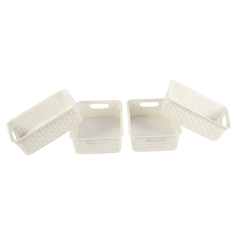 Discountershop 4x Luxe Witte Opbergmanden | Compacte Plastic Mandjes voor Speelgoed & Knutselspullen - 20cm x 15cm x 6cm Discountershop 4x Luxe Witte Opbergmanden | Compacte Plastic Mandjes voor Speelgoed & Knutselspullen - 20cm x 15cm x 6cm