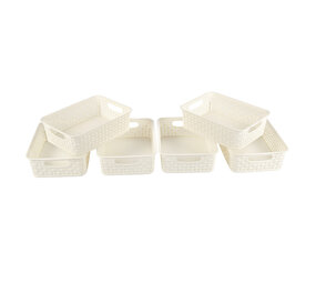 Discountershop 6 White Storage Baskets with Handles | 20cm x 15cm x 6cm | Portable & Easy to Use! Discountershop 6 White Storage Baskets with Handles | 20cm x 15cm x 6cm | Portable & Easy to Use!