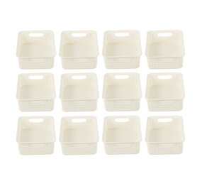 Discountershop 12x Praktische Witte Opbergboxjes (600g): Stapelbaar, Licht en Eenvoudig Draagbaar! Afmetingen - 20cm x 15cm x 6cm - 1.65L per stuk Discountershop 12x Praktische Witte Opbergboxjes (600g): Stapelbaar, Licht en Eenvoudig Draagbaar! Afmetingen - 20cm x 15cm x 6cm - 1.65L per stuk