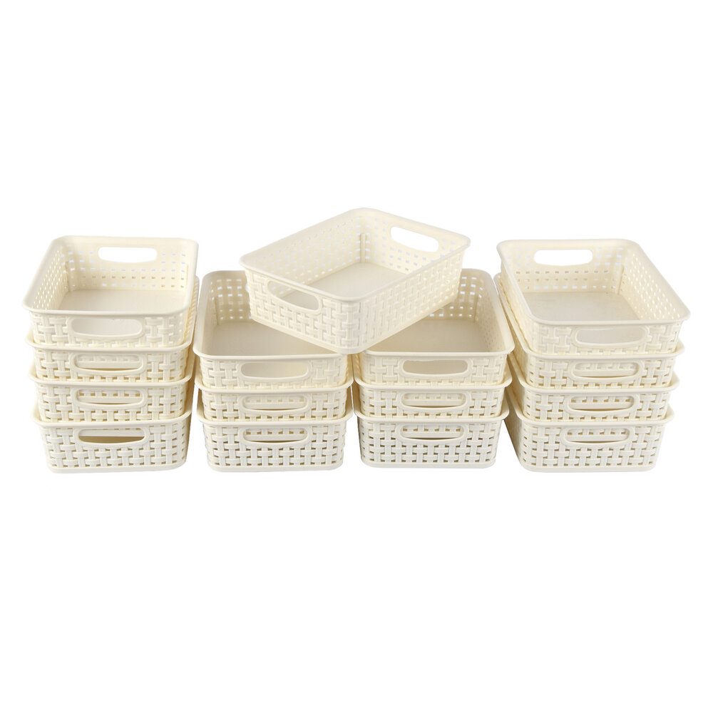 Discountershop 15 White Storage Baskets (750g): Compact, Light & Portable - 20cm x 15cm x 6cm - 1.65L per Basket Discountershop 15 White Storage Baskets (750g): Compact, Light & Portable - 20cm x 15cm x 6cm - 1.65L per Basket
