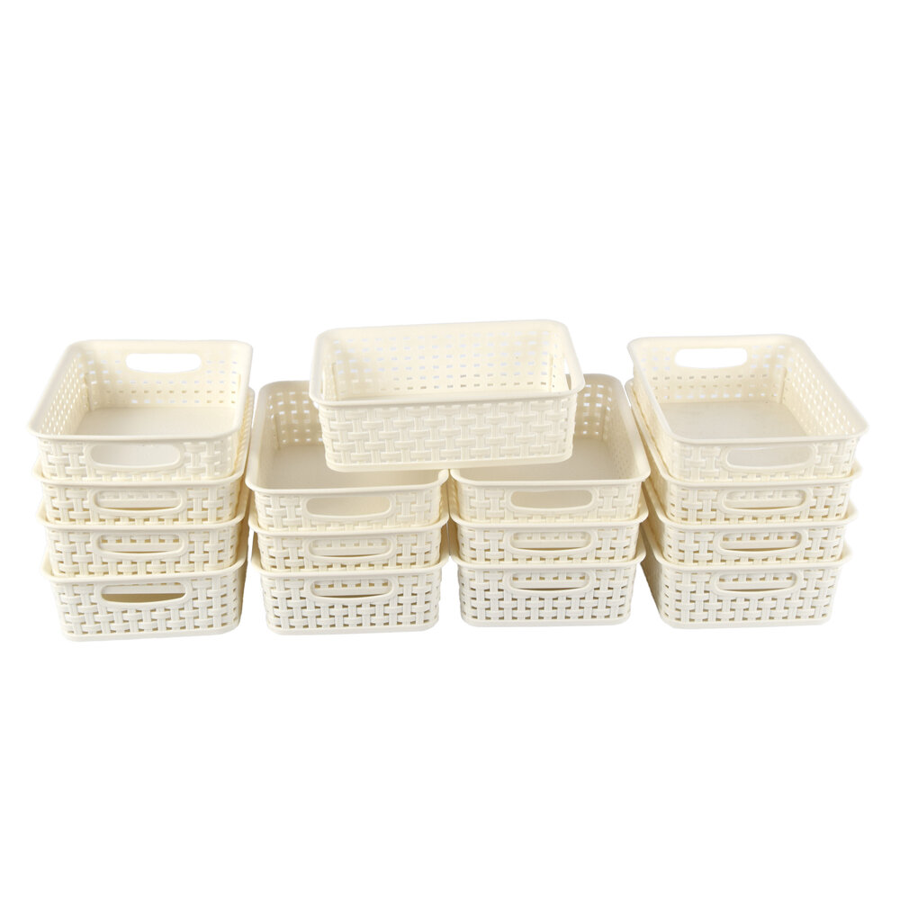 Discountershop 15 White Storage Baskets (750g): Compact, Light & Portable - 20cm x 15cm x 6cm - 1.65L per Basket Discountershop 15 White Storage Baskets (750g): Compact, Light & Portable - 20cm x 15cm x 6cm - 1.65L per Basket