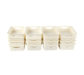 Discountershop Stijlvolle Manden - 16 Stuks Wit (20cm x 15cm x 6cm) | Voor Speelgoed & Knutselspullen Discountershop Stijlvolle Manden - 16 Stuks Wit (20cm x 15cm x 6cm) | Voor Speelgoed & Knutselspullen
