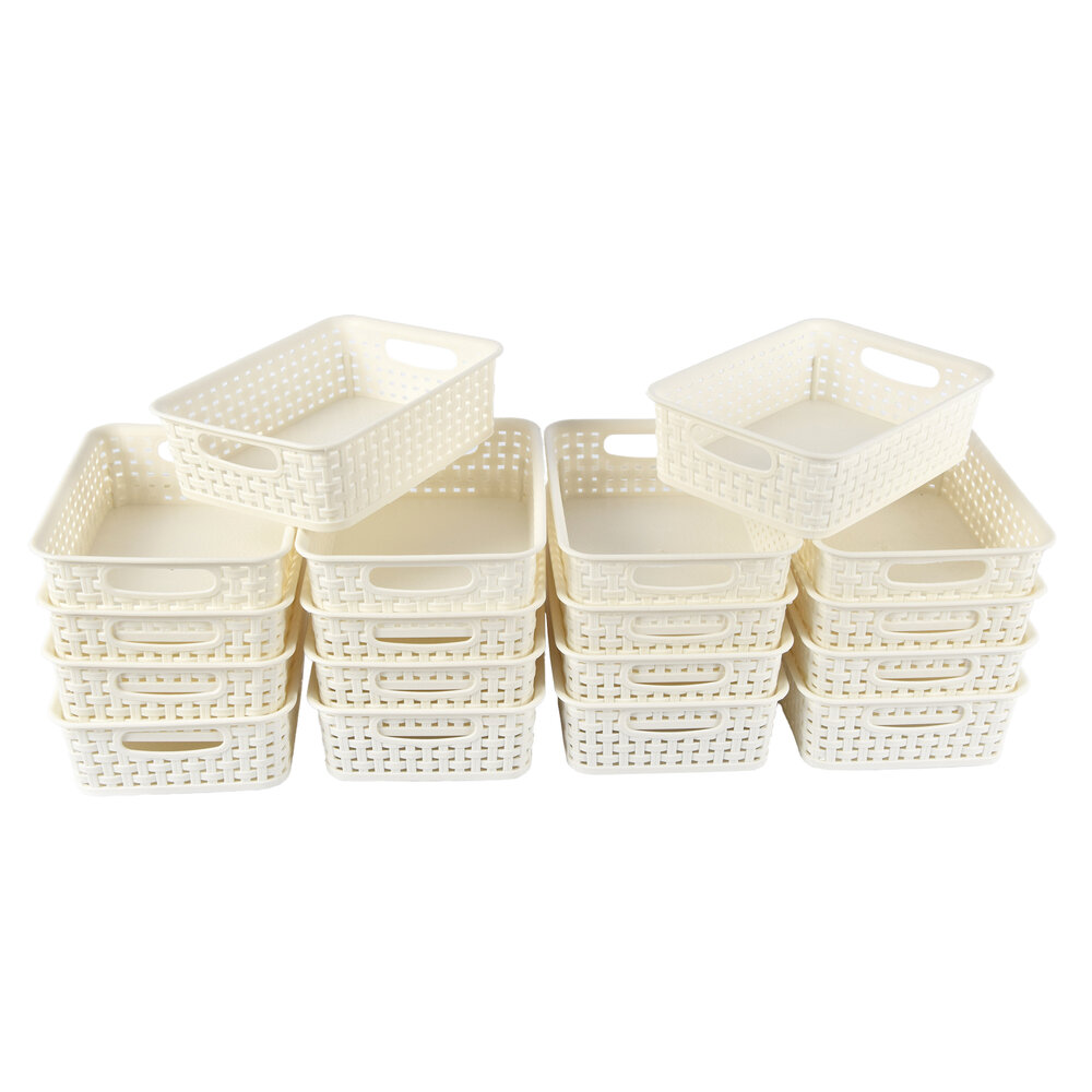 Discountershop Organize your Space with 18 White Storage Baskets - 20cm x 15cm x 6cm! Store Toys & Crafts Neatly!