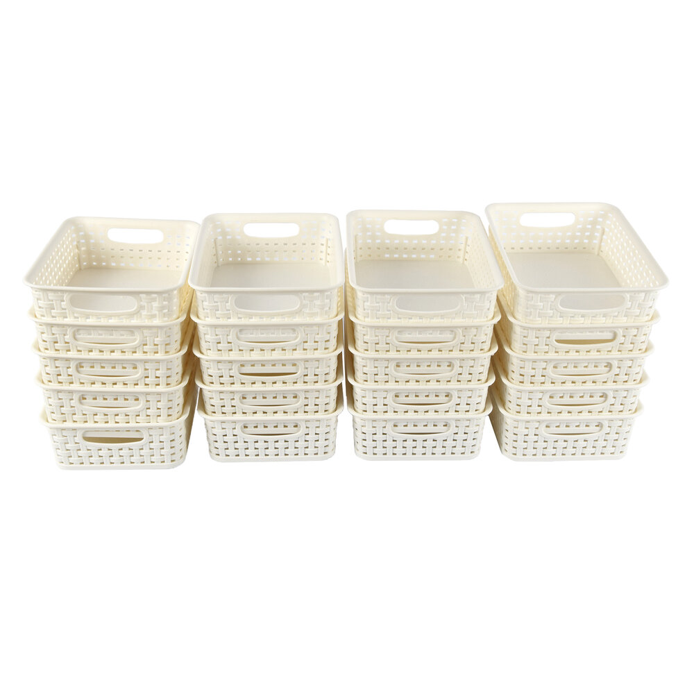 Discountershop Keep your Home Organized: 20 White Storage Baskets (20x15x6cm) - Perfect for Toys & Crafts! Discountershop Keep your Home Organized: 20 White Storage Baskets (20x15x6cm) - Perfect for Toys & Crafts!