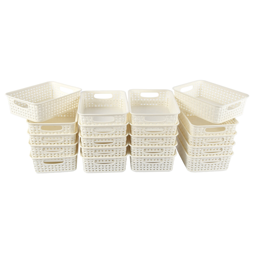 Discountershop Keep your Home Organized: 20 White Storage Baskets (20x15x6cm) - Perfect for Toys & Crafts! Discountershop Keep your Home Organized: 20 White Storage Baskets (20x15x6cm) - Perfect for Toys & Crafts!
