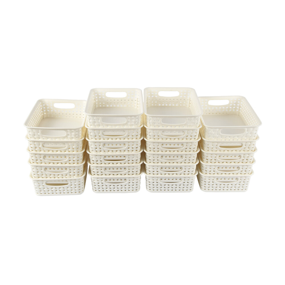 Discountershop Smart White Storage Baskets with Handles - 20x15x6cm, 22 pieces for Tidying up Discountershop Smart White Storage Baskets with Handles - 20x15x6cm, 22 pieces for Tidying up