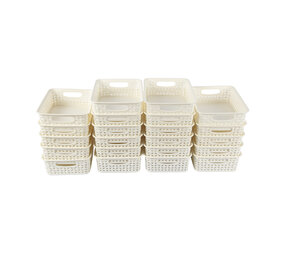 Discountershop Smart White Storage Baskets with Handles - 20x15x6cm, 22 pieces for Tidying up Discountershop Smart White Storage Baskets with Handles - 20x15x6cm, 22 pieces for Tidying up