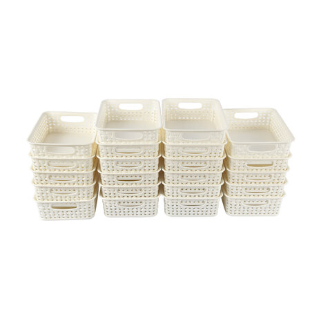 Discountershop Smart White Storage Baskets with Handles - 20x15x6cm, 22 pieces for Tidying up Discountershop Smart White Storage Baskets with Handles - 20x15x6cm, 22 pieces for Tidying up