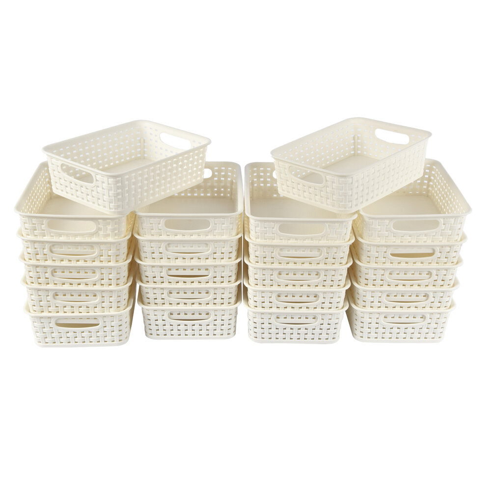 Discountershop Smart White Storage Baskets with Handles - 20x15x6cm, 22 pieces for Tidying up Discountershop Smart White Storage Baskets with Handles - 20x15x6cm, 22 pieces for Tidying up