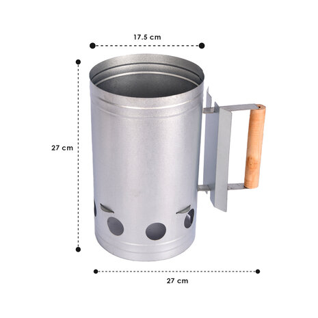 Discountershop BBQ Charcoal | bbq starter | Charcoal starter | Silver | Galvanized Steel | Briquette starter |27cm*27cm