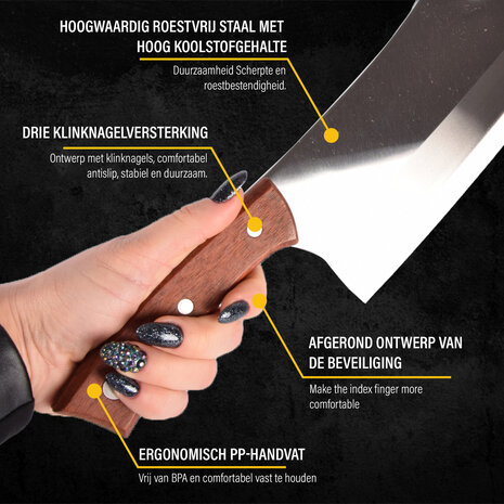 Discountershop Robuust RVS en Houten Keukenbijl Hakmes - 1 Stuks - Vleesmes - 400g - 8cm Breedte – Koksmes - 31cm Hoogte Discountershop Robuust RVS en Houten Keukenbijl Hakmes - 1 Stuks - Vleesmes - 400g - 8cm Breedte – Koksmes - 31cm Hoogte