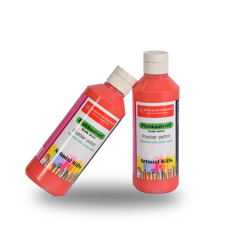 Discountershop Plakkaatverf Set Rood | 2x | 250 ml Elk | Voor Volwassenen en Kinderen | Hoogte 16 cm | Uitwasbaar en Gebruiksklaar | Heldere Kleuren | Ideaal voor Schilders Discountershop Plakkaatverf Set Rood | 2x | 250 ml Elk | Voor Volwassenen en Kinderen | Hoogte 16 cm | Uitwasbaar en Gebruiksklaar | Heldere Kleuren | Ideaal voor Schilders