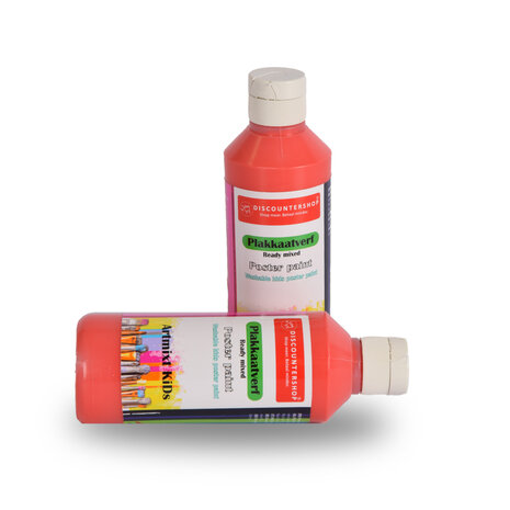 Discountershop Poster Paint Set Red | 2x | 250 ml Each Bottle | For Adults and Children | Height 16 cm | Washable and Ready to Use | Bright Colors | Ideal for Painters Discountershop Poster Paint Set Red | 2x | 250 ml Each Bottle | For Adults and Children | Height 16 cm | Washable and Ready to Use | Bright Colors | Ideal for Painters