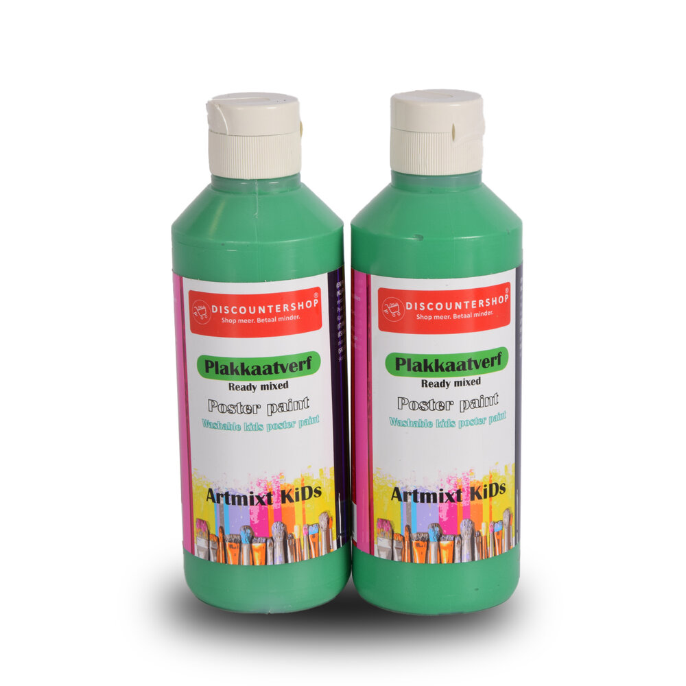 Discountershop Premium Groen Plakkaatverf Set | 2x | Elk 250 ml | Veelzijdig Gebruik op Hout Papier Karton Steen Gips Metaal Plastic | Voor Creatieve Meesterwerk | Diepe  Ondoorzichtige Kleur | Direct Klaar voor Gebruik Discountershop Premium Groen Plakkaatverf Set | 2x | Elk 250 ml | Veelzijdig Gebruik op Hout Papier Karton Steen Gips Metaal Plastic | Voor Creatieve Meesterwerk | Diepe  Ondoorzichtige Kleur | Direct Klaar voor Gebruik