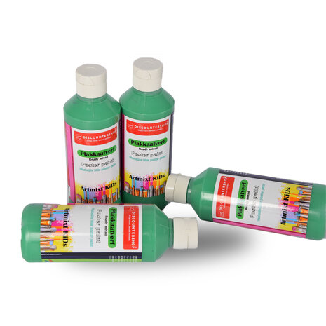 Discountershop Premium Poster Paint Set of 4 | Bright Green Opaque Colors | 5cm Wide | 16cm High | Each Bottle 250 ml |  For Creative Artwork on Any Surface | Perfect for Artists