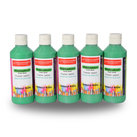 Discountershop Waterbasis 5x Plakkaatverf Set | Ondoorzichtige Groen | Hoogte 16 cm | Voor Volwassenen en Kinderen | 250 ml | Ideaal voor Knutselactiviteiten Posters en Schoolprojecten Discountershop Waterbasis 5x Plakkaatverf Set | Ondoorzichtige Groen | Hoogte 16 cm | Voor Volwassenen en Kinderen | 250 ml | Ideaal voor Knutselactiviteiten Posters en Schoolprojecten