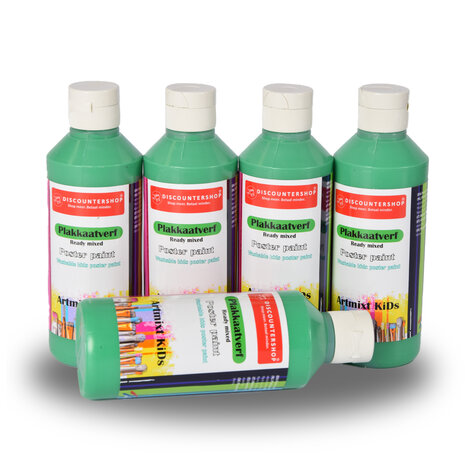 Discountershop Water-Based 5x Poster Paint Set | Opaque Green | Height 16 cm | For Adults and Children | 250 ml | Ideal for Craft Activities Posters and School Projects Discountershop Water-Based 5x Poster Paint Set | Opaque Green | Height 16 cm | For Adults and Children | 250 ml | Ideal for Craft Activities Posters and School Projects