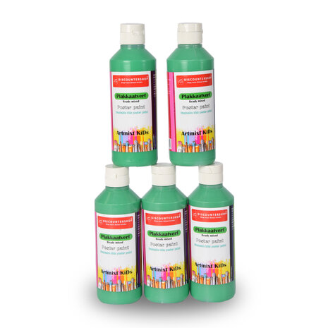 Discountershop Waterbasis 5x Plakkaatverf Set | Ondoorzichtige Groen | Hoogte 16 cm | Voor Volwassenen en Kinderen | 250 ml | Ideaal voor Knutselactiviteiten Posters en Schoolprojecten Discountershop Waterbasis 5x Plakkaatverf Set | Ondoorzichtige Groen | Hoogte 16 cm | Voor Volwassenen en Kinderen | 250 ml | Ideaal voor Knutselactiviteiten Posters en Schoolprojecten
