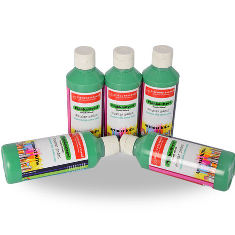 Discountershop Water-Based 5x Poster Paint Set | Opaque Green | Height 16 cm | For Adults and Children | 250 ml | Ideal for Craft Activities Posters and School Projects Discountershop Water-Based 5x Poster Paint Set | Opaque Green | Height 16 cm | For Adults and Children | 250 ml | Ideal for Craft Activities Posters and School Projects