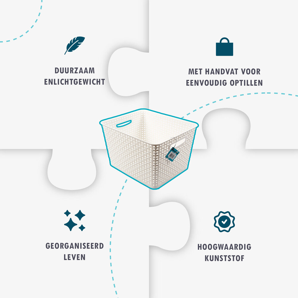 Discountershop Witte Opbergbak 36cm x 29.5cm x22cm | 17L | Kunststof Opbergmand Zonder Deksel | Eenvoudige Opslag Betrouwbaar Gebruik | Ideaal voor Keuken, Badkamer, Speelgoed en Meer! Discountershop Witte Opbergbak 36cm x 29.5cm x22cm | 17L | Kunststof Opbergmand Zonder Deksel | Eenvoudige Opslag Betrouwbaar Gebruik | Ideaal voor Keuken, Badkamer, Speelgoed en Meer!