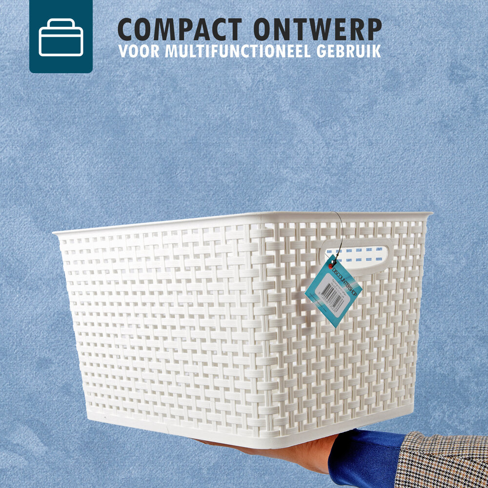 Discountershop Witte Opbergbak 36cm x 29.5cm x22cm | 17L | Kunststof Opbergmand Zonder Deksel | Eenvoudige Opslag Betrouwbaar Gebruik | Ideaal voor Keuken, Badkamer, Speelgoed en Meer! Discountershop Witte Opbergbak 36cm x 29.5cm x22cm | 17L | Kunststof Opbergmand Zonder Deksel | Eenvoudige Opslag Betrouwbaar Gebruik | Ideaal voor Keuken, Badkamer, Speelgoed en Meer!