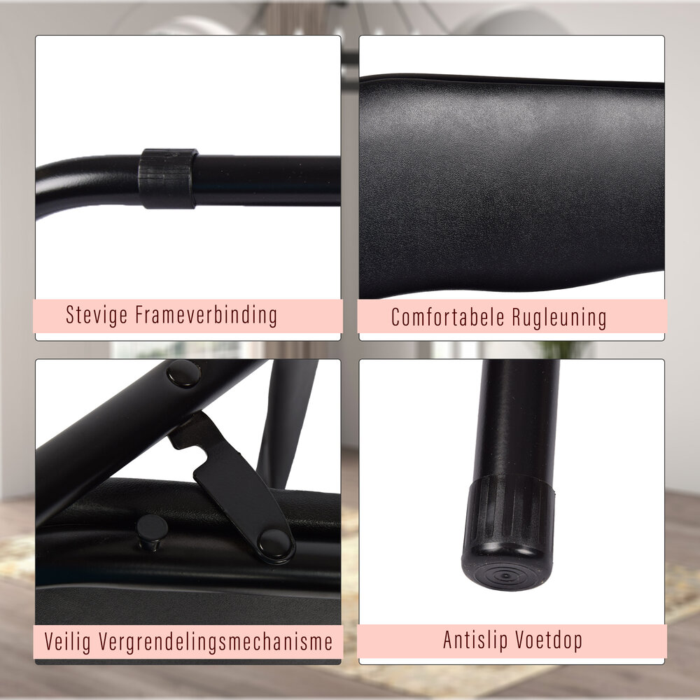 Discountershop Opvouwbare Klapstoel 37.5cm x 39cm x 78.5cm | Ideaal voor Eetkamer Keuken, Tuin en Camping | Zwart Ontwerp voor Dagelijks Gebruik en Gemakkelijke Opberging