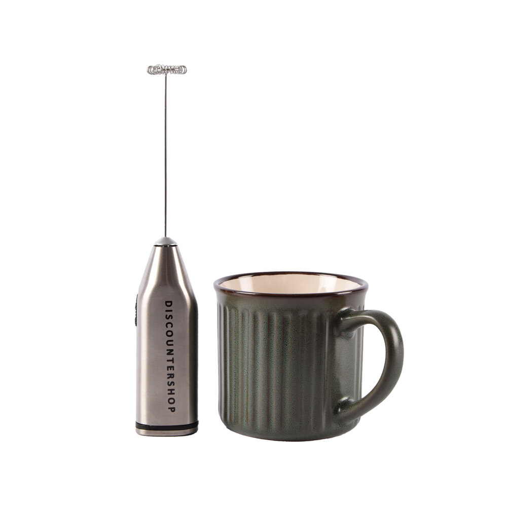 Discountershop RVS Milk Frother for Coffee, Latte, and Cappuccino | Battery Operated Milk Frother | 2xAA 1.5V Battery | Milk Frother For Baristas | 21cm x 4cm x 2.5 cm | Milk Frother for Latte Discountershop RVS Milk Frother for Coffee, Latte, and Cappuccino | Battery Operated Milk Frother | 2xAA 1.5V Battery | Milk Frother For Baristas | 21cm x 4cm x 2.5 cm | Milk Frother for Latte