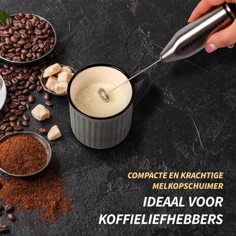 Discountershop RVS Milk Frother for Coffee, Latte, and Cappuccino | Battery Operated Milk Frother | 2xAA 1.5V Battery | Milk Frother For Baristas | 21cm x 4cm x 2.5 cm | Milk Frother for Latte Discountershop RVS Milk Frother for Coffee, Latte, and Cappuccino | Battery Operated Milk Frother | 2xAA 1.5V Battery | Milk Frother For Baristas | 21cm x 4cm x 2.5 cm | Milk Frother for Latte
