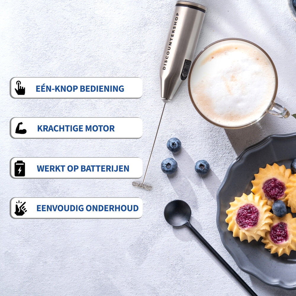Discountershop RVS Milk Frother for Coffee, Latte, and Cappuccino | Battery Operated Milk Frother | 2xAA 1.5V Battery | Milk Frother For Baristas | 21cm x 4cm x 2.5 cm | Milk Frother for Latte Discountershop RVS Milk Frother for Coffee, Latte, and Cappuccino | Battery Operated Milk Frother | 2xAA 1.5V Battery | Milk Frother For Baristas | 21cm x 4cm x 2.5 cm | Milk Frother for Latte