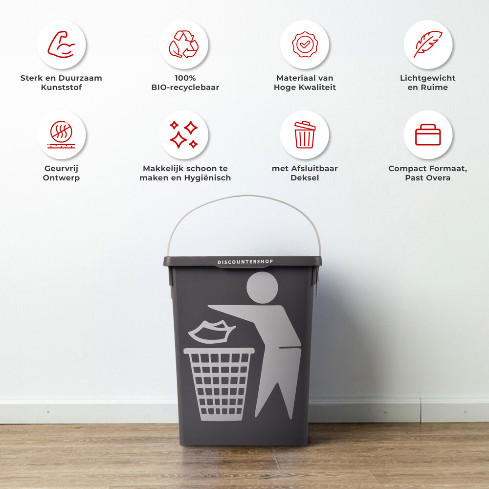 Discountershop Mini Dustbin with Lid 4.5Liter | Compact Mini Desktop Plastic Dustbin for Kitchen, Table, and Desk | 100% BIO Recyclable | 14x19x23cm Discountershop Mini Dustbin with Lid 4.5Liter | Compact Mini Desktop Plastic Dustbin for Kitchen, Table, and Desk | 100% BIO Recyclable | 14x19x23cm