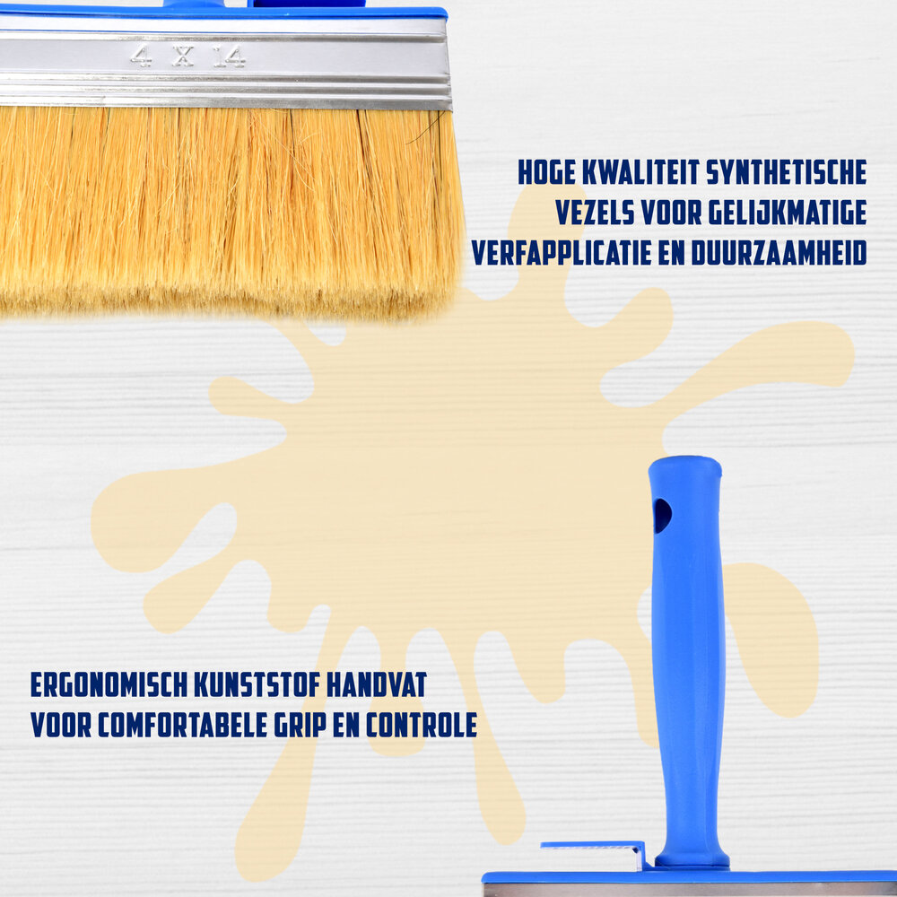 Discountershop Blokkwast Blauw | Duurzame Kunststof Verfborstel | 14x4x23cm | Voor Wanden Plafonds Houtverf Schuur Hek Vloer | Varkenshaar en Synthetische Haren | Geschikt voor Water en Olie | Een Kwast van Luxe Discountershop Blokkwast Blauw | Duurzame Kunststof Verfborstel | 14x4x23cm | Voor Wanden Plafonds Houtverf Schuur Hek Vloer | Varkenshaar en Synthetische Haren | Geschikt voor Water en Olie | Een Kwast van Luxe