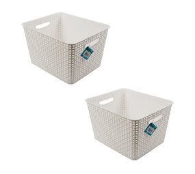 Discountershop Plastic Storage Bins | Set of 2 | Stackable Containers | 17Liter | Storage Bins for Clothes | 36cm x 29.5cm x 22cm | Storage Bins for Laundry | Organizer Boxes Discountershop Plastic Storage Bins | Set of 2 | Stackable Containers | 17Liter | Storage Bins for Clothes | 36cm x 29.5cm x 22cm | Storage Bins for Laundry | Organizer Boxes