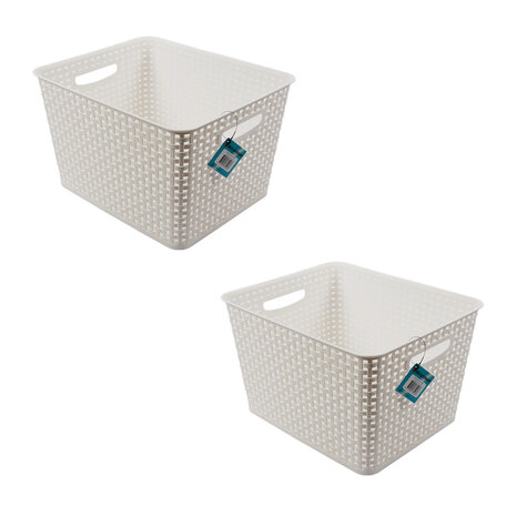 Discountershop Plastic Storage Bins | Set of 2 | Stackable Containers | 17Liter | Storage Bins for Clothes | 36cm x 29.5cm x 22cm | Storage Bins for Laundry | Organizer Boxes Discountershop Plastic Storage Bins | Set of 2 | Stackable Containers | 17Liter | Storage Bins for Clothes | 36cm x 29.5cm x 22cm | Storage Bins for Laundry | Organizer Boxes