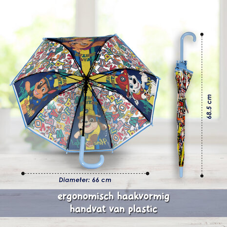 Paw Patrol Paraplu | kinderparaplu | Diameter - 66 cm | Polysester\ aluminium | Opvouwbare paraplu | Stevige paraplu Paw Patrol Paraplu | kinderparaplu | Diameter - 66 cm | Polysester\ aluminium | Opvouwbare paraplu | Stevige paraplu