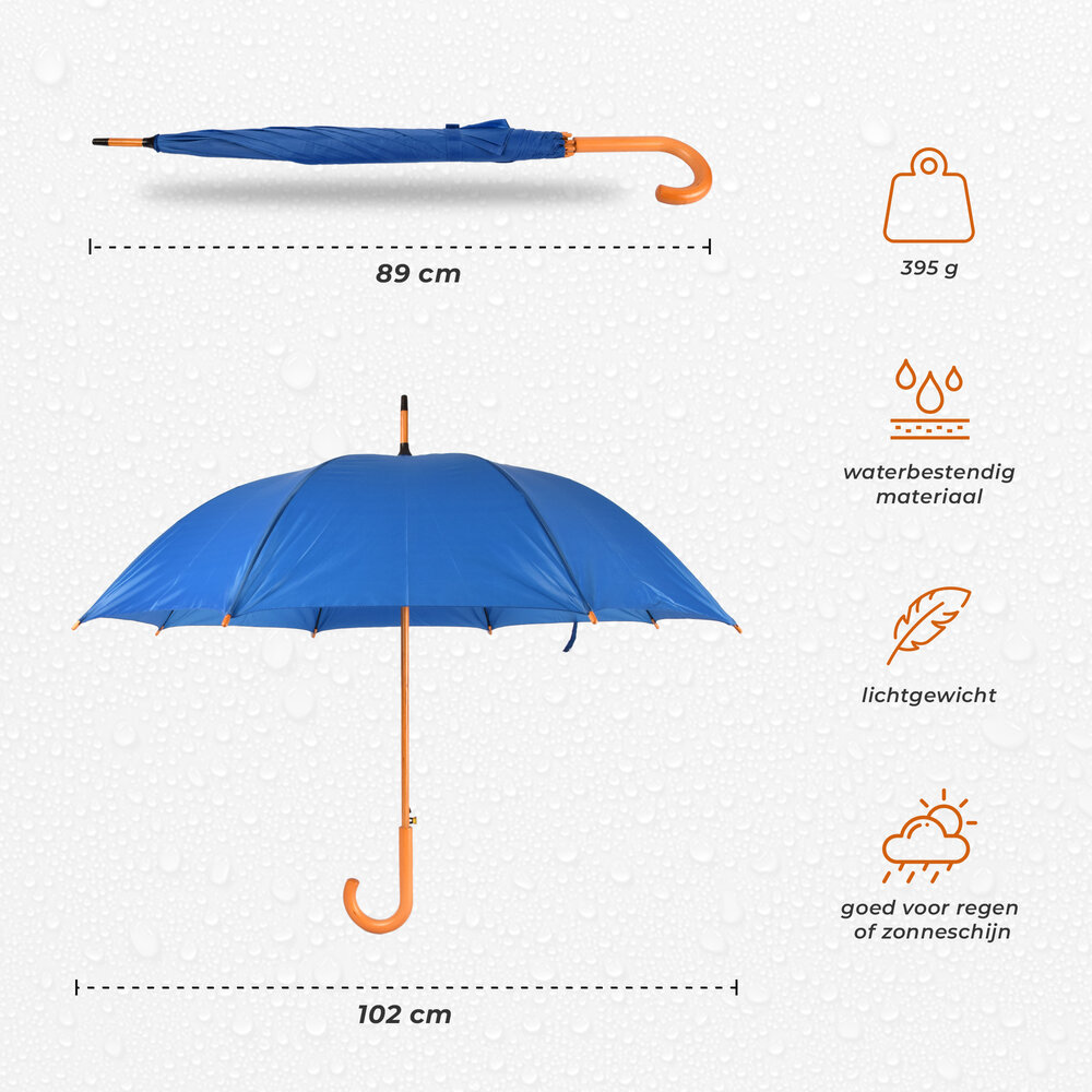 Discountershop Automatic Umbrella 102 cm Diameter | Windproof Umbrellas for Adults | With Wooden Handle | Sky Blue – Unisex
