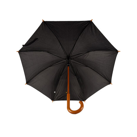 Discountershop Umbrella | black | Storm umbrella | polyester | automatic umbrella | 395g | Sturdy umbrella | Folding umbrella | Wooden handle | 89cm*98cm