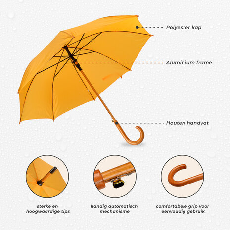 Discountershop Large Umbrella 98 cm Yellow – Windproof Automatic Umbrella with Wooden Handle and Hook for Men and Women – Strong Umbrella for Rain & Outdoor Use Discountershop Large Umbrella 98 cm Yellow – Windproof Automatic Umbrella with Wooden Handle and Hook for Men and Women – Strong Umbrella for Rain & Outdoor Use
